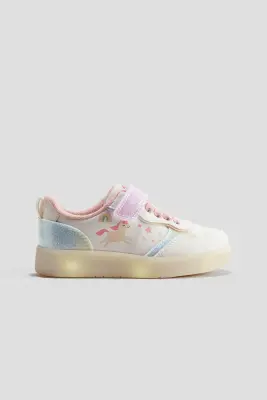 Sneakers clignotantes - Crème/cheval