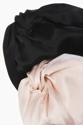 Bonnet de nuit en soie - Rose poudré