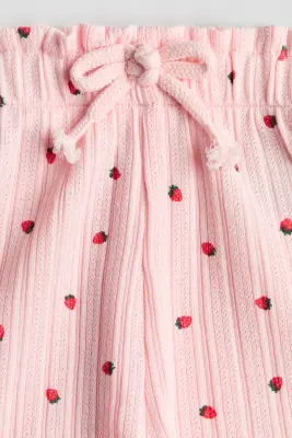 Short en jersey pointelle - Rose clair/fraises