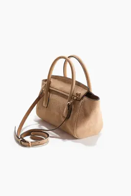 Sac crossbody en cuir velours - Beige