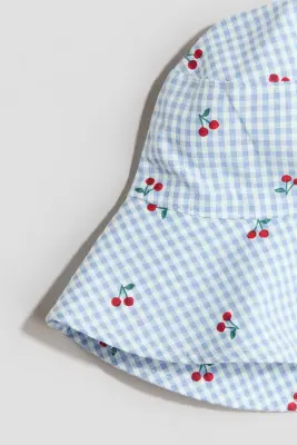 Chapeau de soleil en coton - Bleu/cerises
