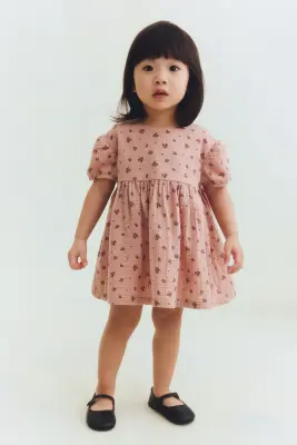 Robe en mousseline de coton - Rose ancien/fleuri