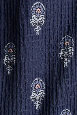 Combi-pantalon en jersey texturé - Bleu marine/fleuri