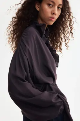 Robe tunique à volants ruchés - Violet foncé