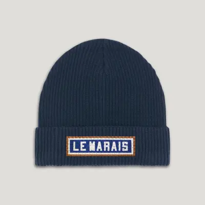 BONNET COTON BIO – BRODERIE MÉTRO PARISIEN - LE MARAIS - NAVY