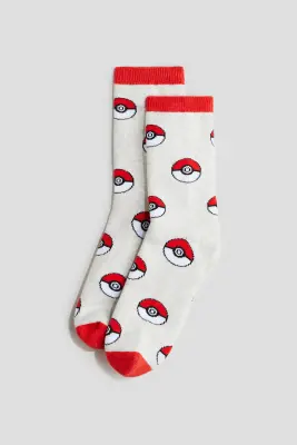 Lot de 3 paires de chaussettes en bouclette - Gris clair/Pokémon