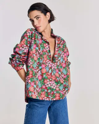 Chemise Leonor imprimé Liberty rose et bordeaux