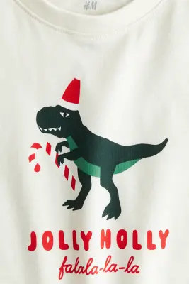 T-shirt en coton avec motif - Blanc/Jolly Holly