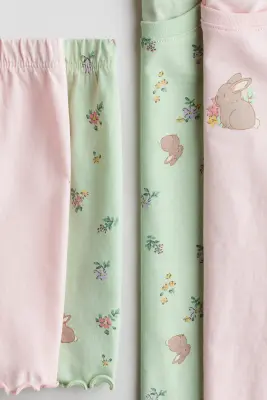 Lot de 2 pyjamas en coton - Rose clair/lapin