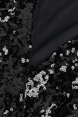 Robe portefeuille à sequins - Noir