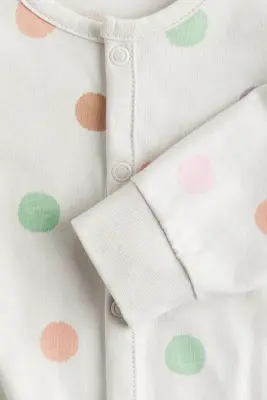 Pyjama imprimé en coton - Beige clair/pois