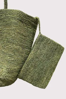Sac en Raphia vert Mousse