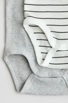 Lot de 2 bodies sans manches en coton - Gris clair/rayé