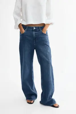 Wide High Waist Jeans - Bleu denim