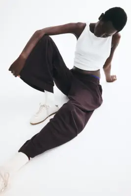 Pantalon avec cordon de serrage et plis - Violet foncé