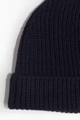Bonnet en maille côtelée - Bleu marine