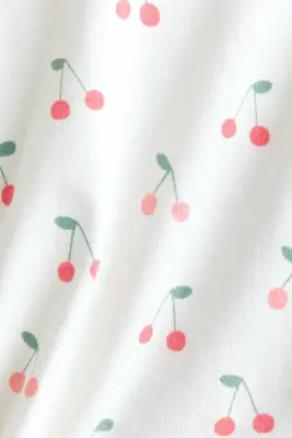 Top en jersey imprimé - Blanc/cerises