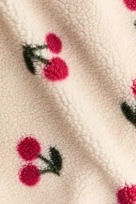 Veste sans manches en tissu Teddy bear à motif - Beige clair/cerises