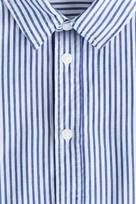 Chemise en coton - Bleu/rayures blanches