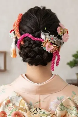 Kanzashi en Tsumami – Ornement capillaire japonais