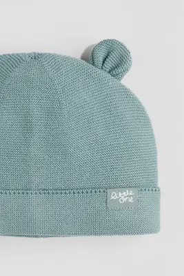 Bonnet en maille de coton - Turquoise