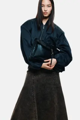 Jupe évasée en denim - Marron foncé/délavé