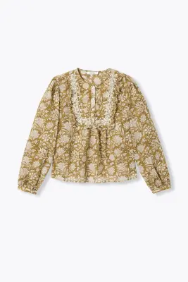 Blouse fleurie à plastron
