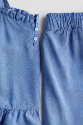 Ensemble volanté 2 pièces en seersucker - Bleu