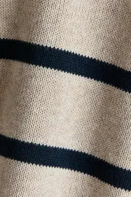 Pull en maille de coton jacquard - Beige clair/rayures bleues
