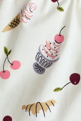 Robe imprimée en coton - Blanc/glace
