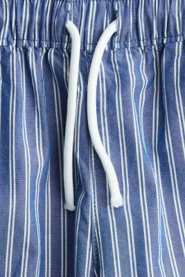 Pantalon en popeline de coton - Bleu/rayé