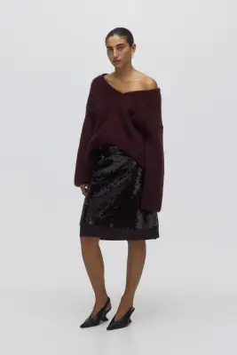 Jupe à sequins - Bordeaux