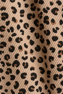 Top côtelé - Beige clair/imprimé léopard