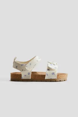 Sandales avec bride de cheville - Crème/fleuri