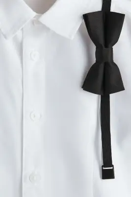 Ensemble smoking 2 pièces chemise et nœud papillon - Blanc
