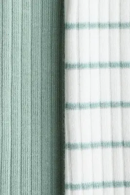 Lot de 2 pyjamas en coton - Vert/rayé