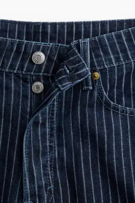 Short High Knee en denim - Bleu denim foncé/rayé