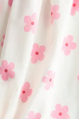 Robe en coton à motif - Crème/fleuri