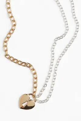 Collier bicolore avec pendentif - Doré/argenté