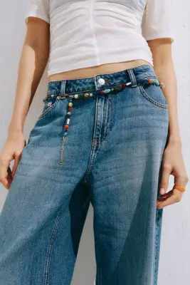 Baggy Regular Waist Jeans - Bleu denim délavé