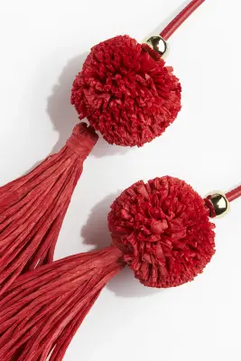 Bijou de sac avec glands en paille - Rouge