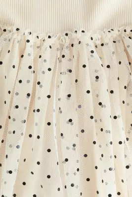 Tulle dress - Beige clair/pois