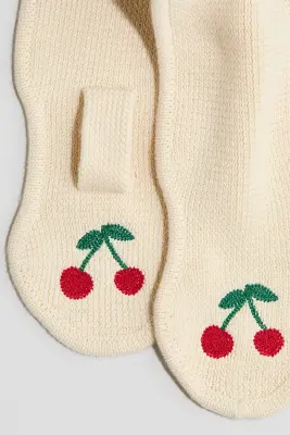 Écharpe à passant avec détails brodés - Crème/cerises