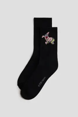 Lot de 5 paires de chaussettes à motif intarsia - Jaune/Bob l'éponge