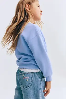 Jean à jambes larges avec motifs - Bleu denim/Lilo et Stitch