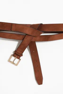 Ceinture à double bride - Marron
