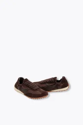 Baskets en cuir et toile Femme
