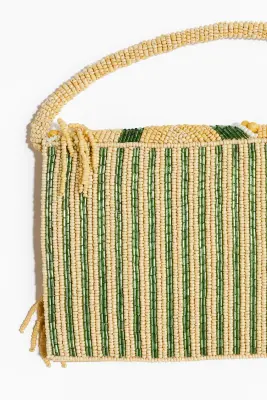 Pochette avec perles fantaisie - Jaune clair/motif