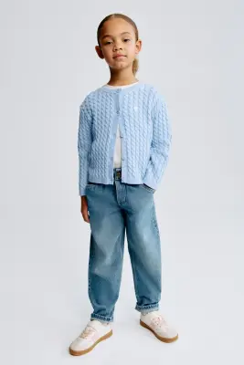 Gilet en maille torsadée - Bleu