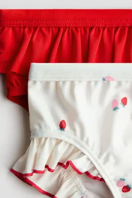 Lot de 2 bas de maillot volantés - Rouge/fraises
